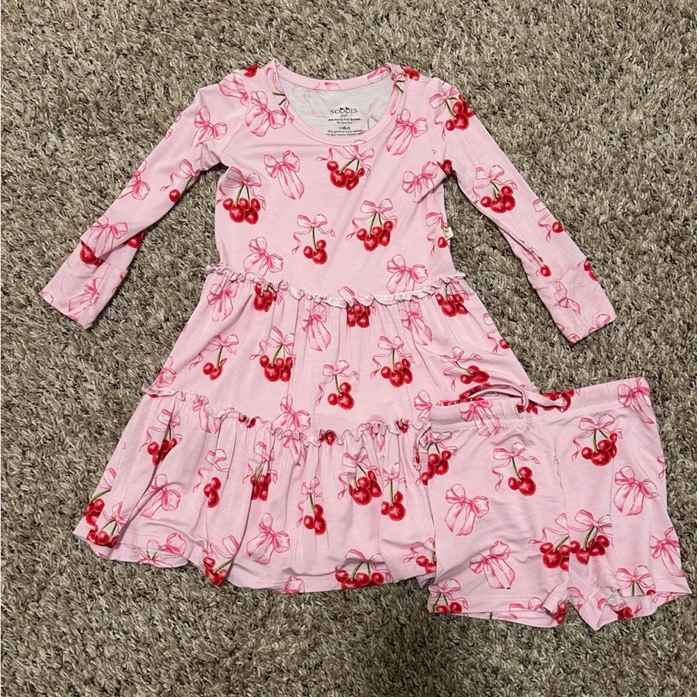 Scoots bamboo Cherries Flutter Dress and Shorts